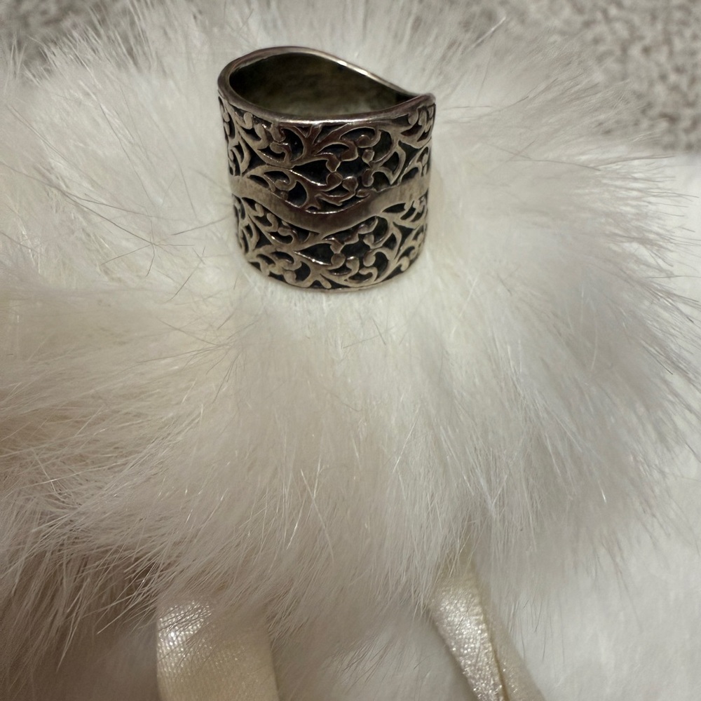 Silpada Antique Silver Filigree Wide Band Ring